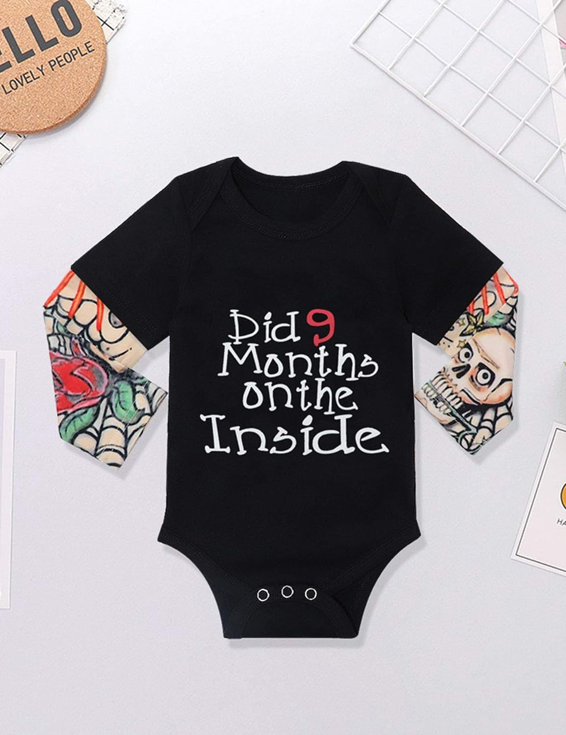 Baby Boy Clothes, Baby Clothes Letter Print Romper Tattoo Sleeves Bodysuit for Boy