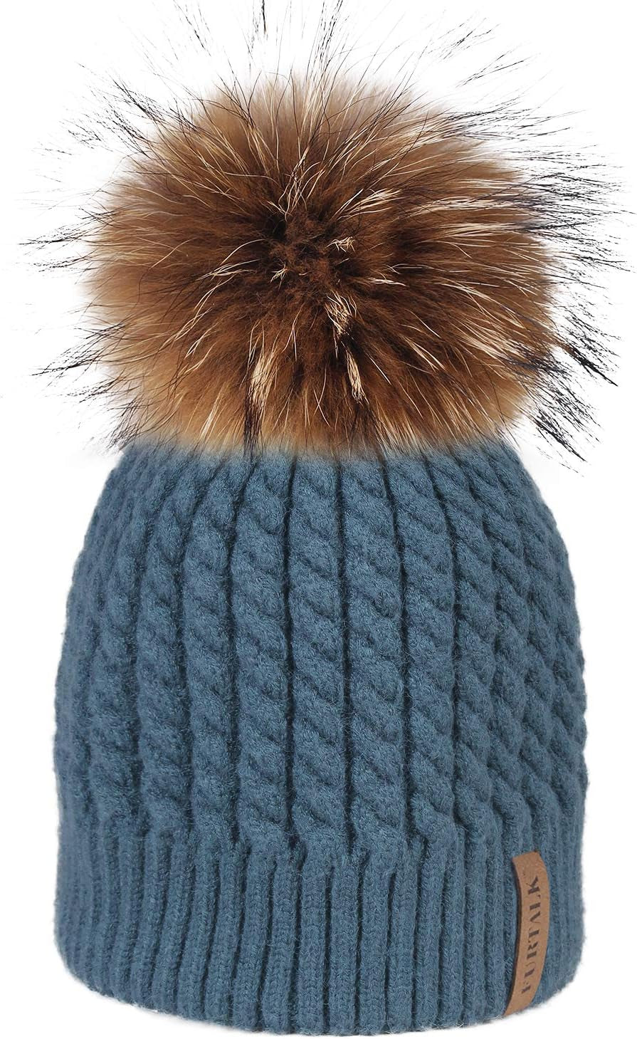 Winter Beanie Hats for Women Womens Warm Knit Fur Bobble Pom Pom Hat